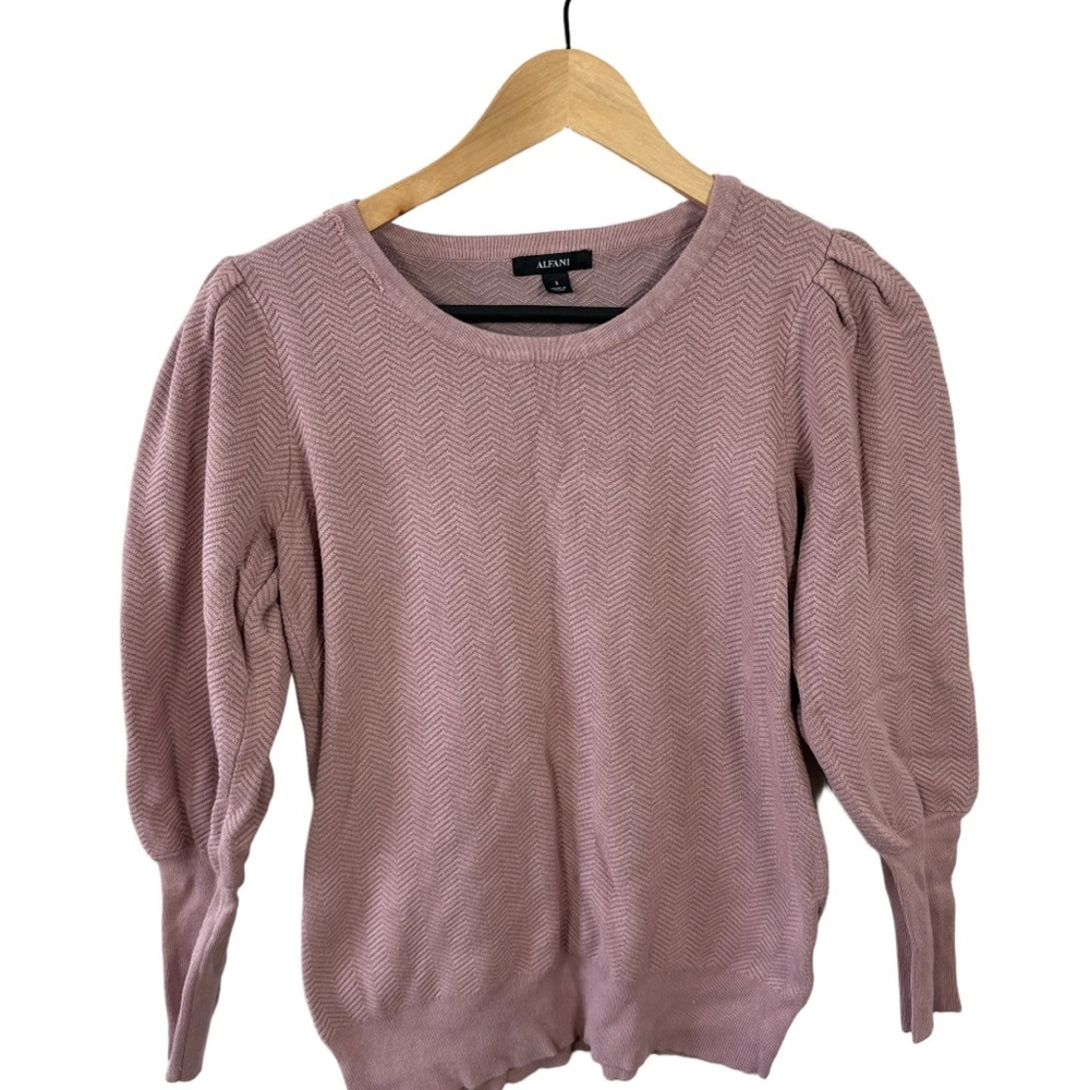 Alfani Blush Pink Puff Sleeve Textured Knit Sweater Size S